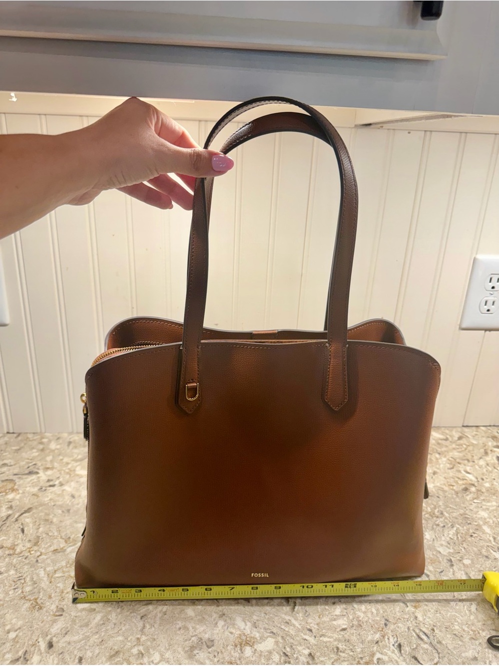 Fossil Brown Leather Double-Handle Satchel